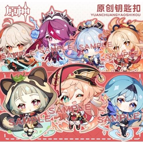 Anime Game Genshin Impact Key Chains Morax Klee Cosplay Two-sided Keychain Acrylic Pendant Keyring Cute Fashion Gift