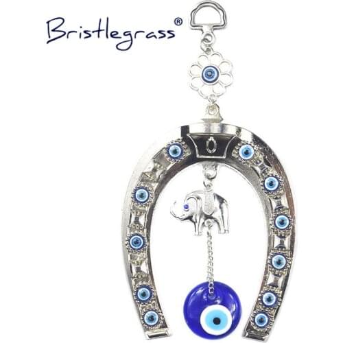 BRISTLEGRASS Turkish Blue Evil Eye Flower Horseshoe Amulets Lucky Charms Wall Hanging Pendant Pendulum Blessing Protection Decor