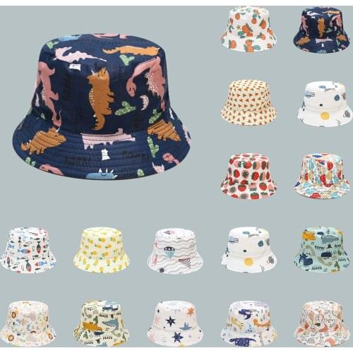 Children Adjustable Sun Bucket Hat Net Hollow Breathable Cap Prevent Ultraviolet Rays Cartoon Pattern Printing Lovely Hat