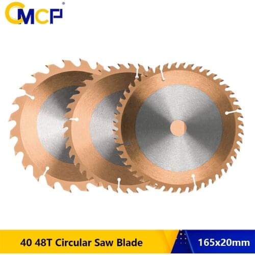 CMCP 3pcs 24/40/48 Teeth Woodworking Saw Blade 165x20mm TCT Cutting Disc TiCN Coated Circular Saw Blade For Wood