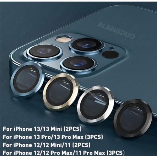 For iPhone 11 12 13 Pro Max Back metal Camera Lens Tempered Glass For iPhone 12 pro Max Case Protection Ring Screen Protector