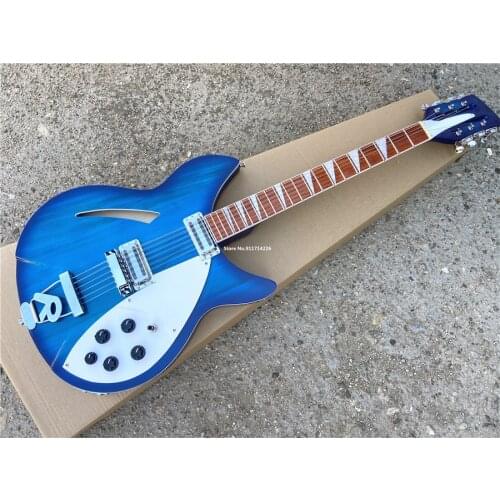 High quality 360/12 string Rickon electric guitar transparent blue can be customized free shipping