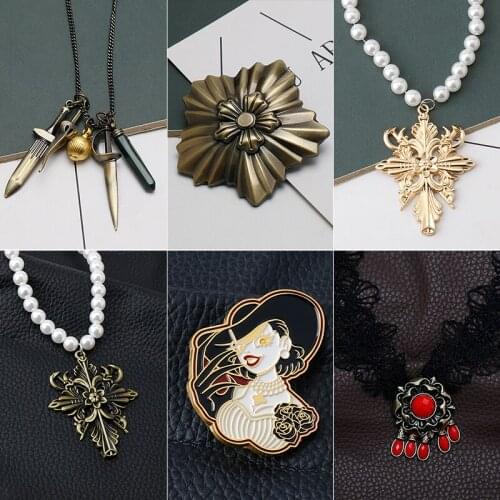 Residents Evils Village Biohazard Alcina Dimitrescu Ethan Winters Game Accessories Necklace Stainless Steel Jewelry Collar Badge