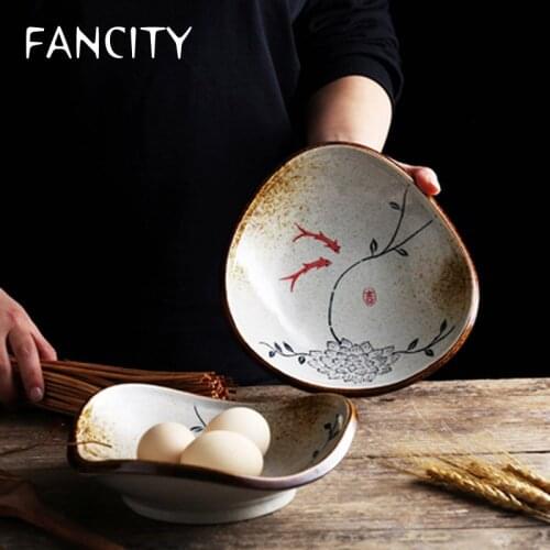 FANCITY Japanese ceramic dish creative irregular triangle dish personality cold dish cold dish fruit dish special restaurant use