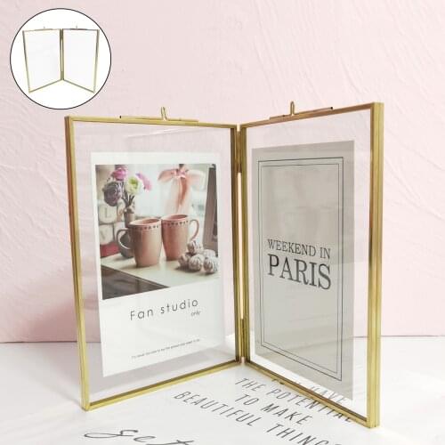 Retro Glass Picture Frame Two Sided Photo Frames Herbarium Portrait Display