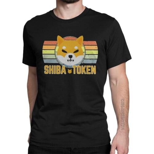 Mens T-Shirts Vintage Shiba Inu Token Crypto Coin Cryptocurrency Funny Pure Cotton Tees Classic T Shirts O Neck Tops