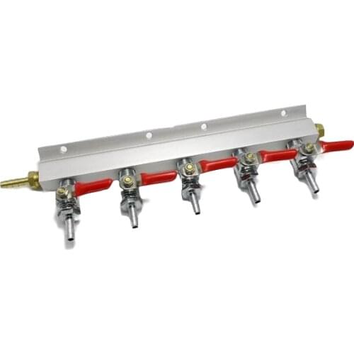 5 OUTPUT / 5 Way Gas Manifold Distribution CO2 Splitter W/ Check Valves Home Brew Kegerator