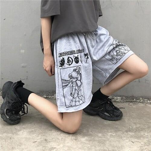 Korea trend cartoon sports loose wild wide-leg five-point pants casual pants for men and women
