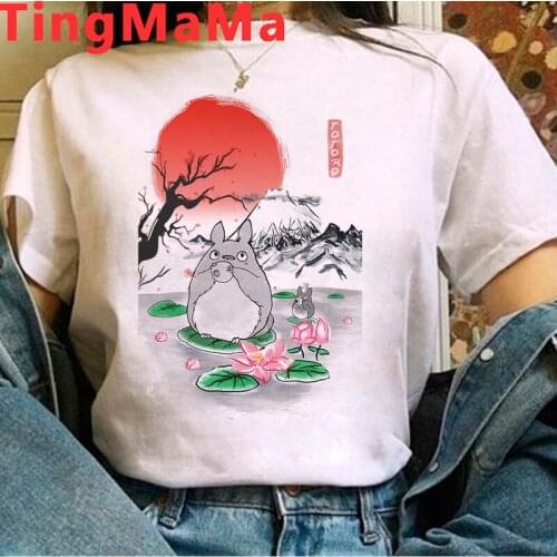 Hot Japanese Cartoon Studio Ghibli Totoro T Shirt Women Kawaii Anime Miyazaki Hayao Graphic Tees Unisex Fuuny T-shirt Female