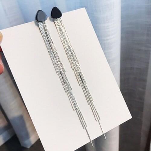 LUBOV Luxury Gold Silver Color Metal Long Chain Tassel Drop Earrings Punk Style Women Dangle Earrings Party Jewelry Girls' Gift