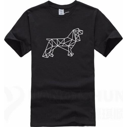 Simple geometric line dog print T shirts New Stylish Casual Mens Cotton Short-sleeved T-shirt Home Comfortable T-shirt Unisex