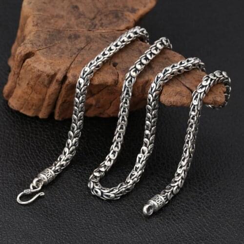 Wholesale S925 Sterling Silver Jewelry Retro Thai Silver Fashion Classic Personality Domineering Dragon Scale Mens Necklace