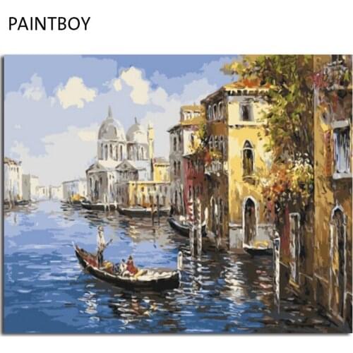 PAINTBOY Framed Picture Painting & Calligraphy DIY Oil Painting By Numbers Kit Paint On Canvas Wall Art GX9621 40*50cm