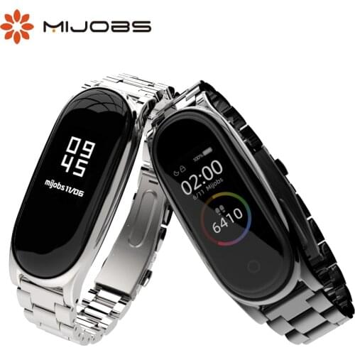Strap For Xiaomi Mi Band 5 4 3 Stainless Metal Opaska Correa for Mi Bend 4 Miband 5 Xiomi Wristband Bracelet NFC Global Version