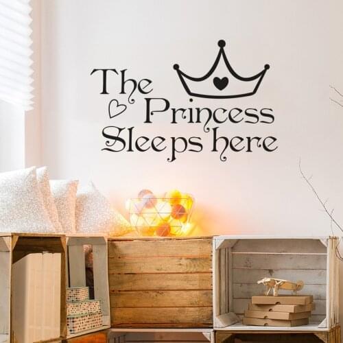 The Princess sleeps here Wall Sticker for Baby girl bedroom decor Background home decoration stickers Art Decals Wallpaper