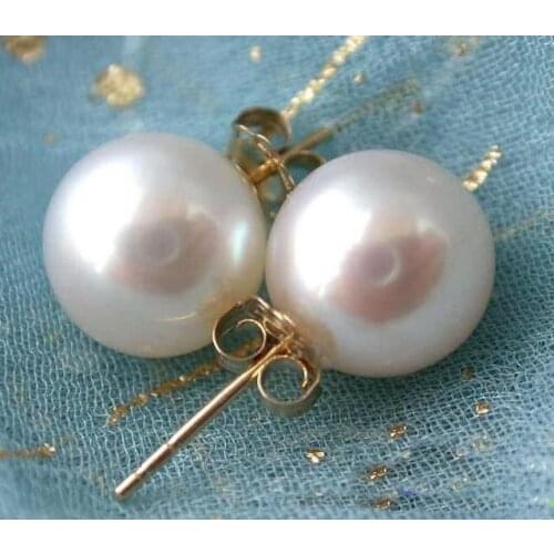 New Favorite Pearl Jewelry AAA 9MM Akoya White Round Seawater Pearl 14k/20 Gold Stud Earrings Birthday Party Charming Lady Gift
