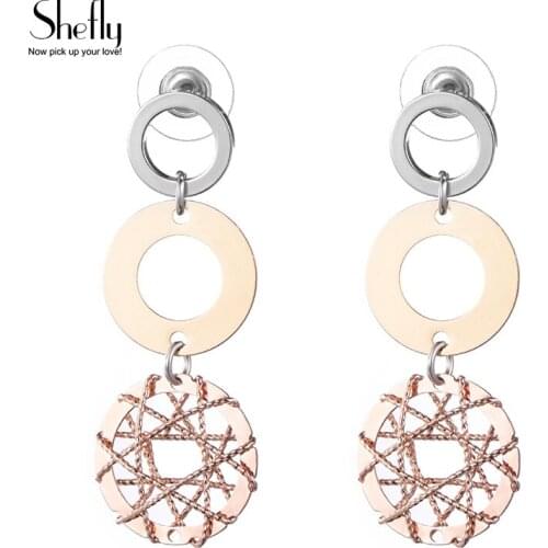 New Fashion Earrings Punk Simple Rose Gold/ Silvery Long Tassel Pendant Cute Gothic Circles Earrings For Women Ear Jewelry Gift
