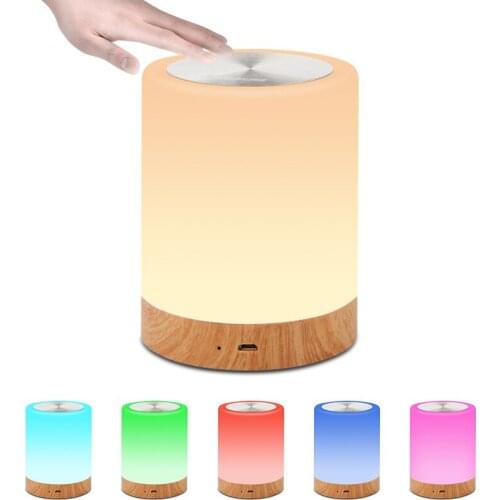 New Dimmable LED Colorful Creative Wood Grain Rechargeable Night Light Gift Bedside Light Feeding Light Atmosphere Light