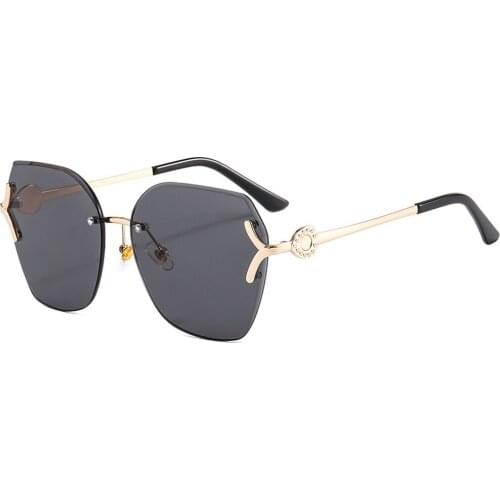 New Sunglasses Women Oversized Square Eyewear 2021 Gradient Gray Blue Rimless Sun Glasses for Female Gift Brand Designer UV400