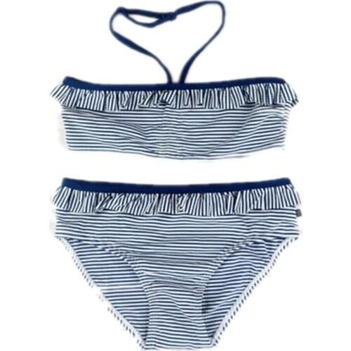 6-15 Years old Children girl swimwear Teenage girl two pieces swimsuit blue striped bathing suit Girls Bikini kids swim wear
