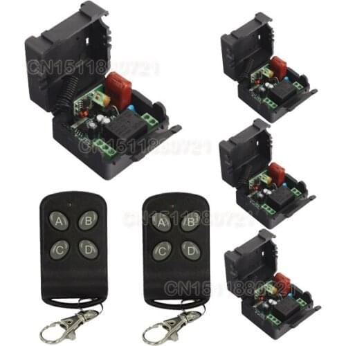 Remote Control Switches AC220V 1CH Lighting Switches LED Lamp ON OFF Remote Controller 4Receiver 2Transmitter 315/433 Learn Code