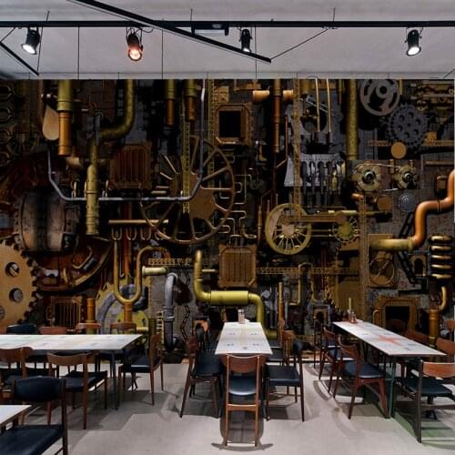 Personalized Customization 3D Stereo Engine Gear Mural Wallpaper KTV Bar Cafe Restaurant Creative Decor Wall Paper For Walls 3 D