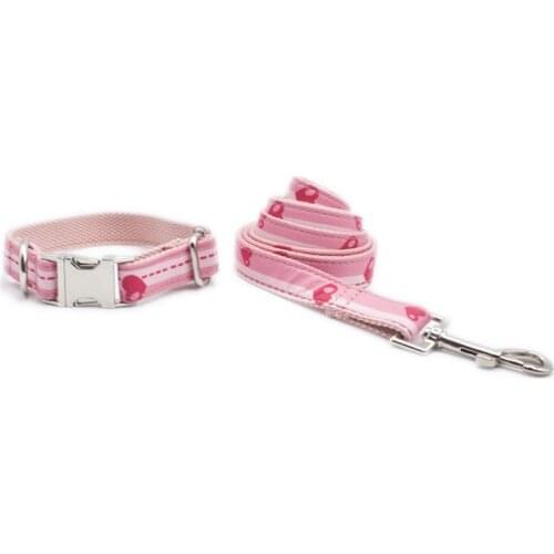 Personalised Dog Collar Leash Nylon Lead with Nameplate Custom Dog Collars Fit Small Medium Large Dogs Metal Buckle Adjustable