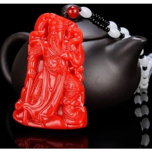 Natural Red Hand-carved Guan Gong Jade Pendant Fashion Boutique Jewelry Men and Women Martial Arts Necklace Gift Accessories