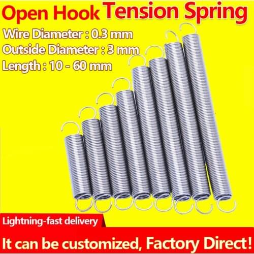 Tension Spring Stainless Steel Pullback Spring Extension Spring Draught Spring Wire Diameter 0.3mm Outer Diameter 3mm Custom