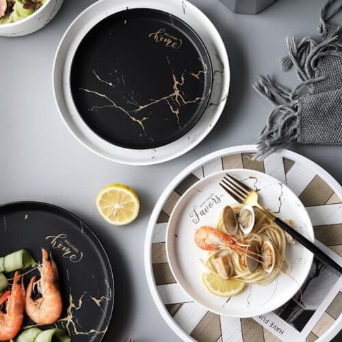 Nordic Fashion Luxury Breakfast Tableware Ceramic Bowls and Dishes Household Simple Dinner Plates