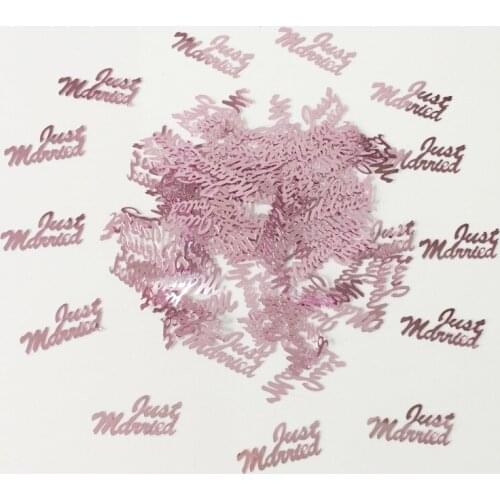 15g Pink Just Married Love Heart Foil Marriage Party Confetti Engagement Table Scatters Wedding Anniversary Sprinkles Decoration
