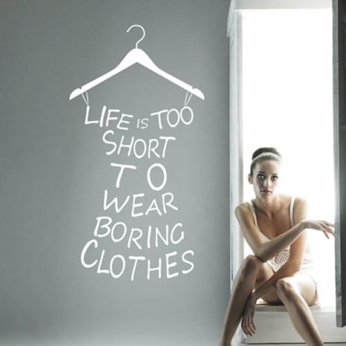 Clothing store stickers for Wardrobe decoration,wall decal with hanger for girls cloakroom decor free shipping r2001