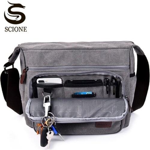 New Fashion Men Canvas Shoulder Bags Male Leisure Retro Large Capacity Messenger Bags Multi-pocket Quality Crossbody Bags XA44M