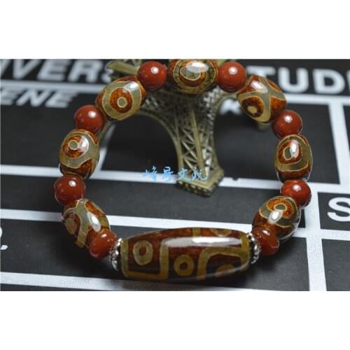 Tibet Natural Genuine Nine eyes and Three Eyes Bracelets Tibetan Pear Bracelet jewelry Precious Beads men and women Bracelets