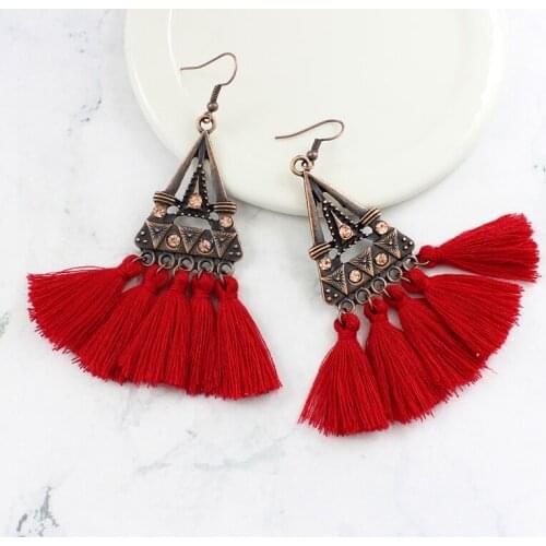 Triangle Hollow Splice Tower Color fringe Bohemian Style Earrings Seaside Vacation Accessories Ms. Personality Earrings
