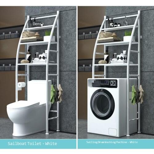 Toilet Racks Home Bathroom Storage Washing Machine Toilet Rack Free Punching Multi-layer Ground Metal Paint Sturdy And Durable