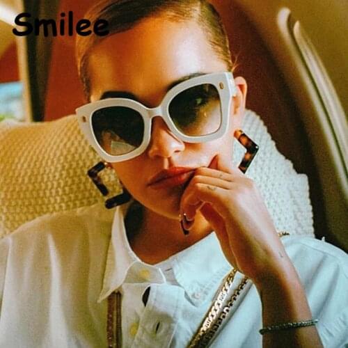 Vintage Oversized Square Sunglasses For Women 2021 Trendy Luxury Designer Shades Ladies Elegant White Italy Brand Sun Glasses