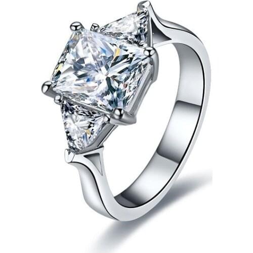 Solid Platinum PT950 3CT Diamond Women Engagement Ring Brilliant Quality Perfect Anniversary Present Jewelry Gift Lasting Foreve