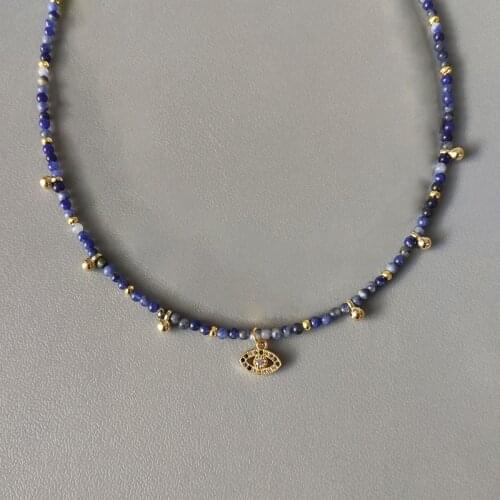 Classic vintage jewelry necklace for woman natural stone golden accessories high quality accessories short choker fashion charm