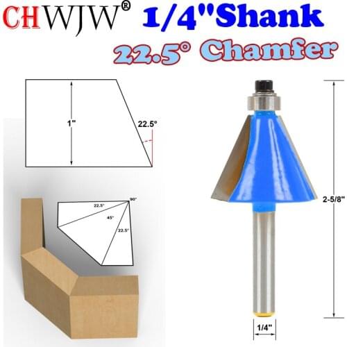 1pc 1/4" Shank 22.5 Degree Chamfer & Bevel Edging Router Bit woodworking cutter woodworking bits - Chwjw-13904q