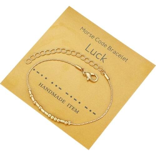 10pcs/Lot Handmade Morse Code Hidden Message Copper Electroplate Bead Bracelets for Friends Lucky Jewelry