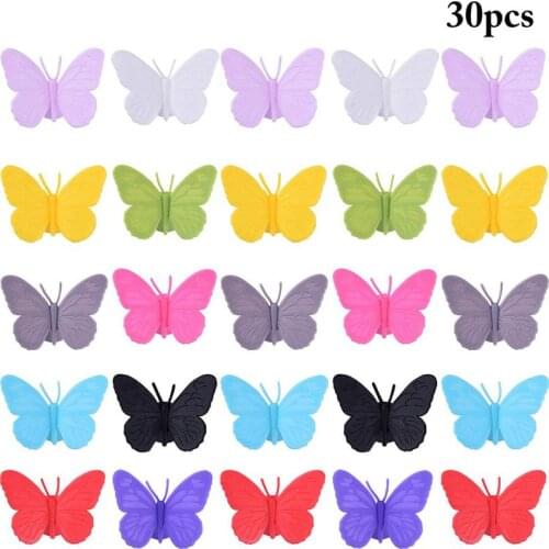 30 Pcs/Set Creative Butterfly Wine Glass Charm Silicone Suction Cup Drink Tag Decor For Birthday Party Wedding Event Accessories