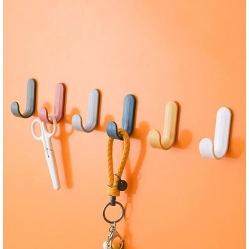 4/6pcs Towel Hooks Plastic Door Hangers Self Adhesive Wall Hangers Hat Racks Keys Hanger Wall Organizer Home Decor key holder