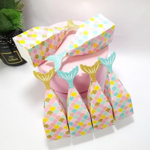 50PCS Baby Shower Decoration Mermaid Party Candy Box Kids Happy Birthday Party Favor Baptism Gift Bag