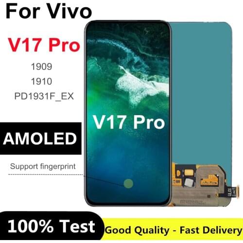 6.44" AMOLED For Vivo V17 Pro 1910 LCD Display+Touch Digitizer Screen Assembly Replacements for ViVO 1909 V17 Pro LCD