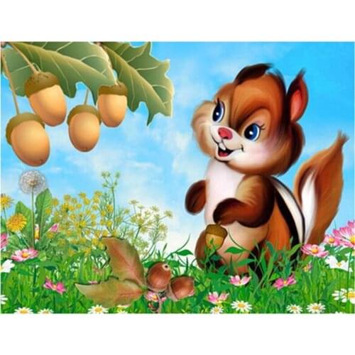 Diamond Mosaic Diy 5D Diamond Embroidery Love To Eat Acorn Squirrels Diamond Painting Cross Stitch Floral Rhinestone Decoration
