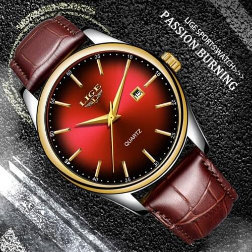 2019 LIGE New Mens Watches Top Brand Luxury Creative Dial Watch Leather Date Waterproof Quartz Wristwatch Relogio Masculino+Box