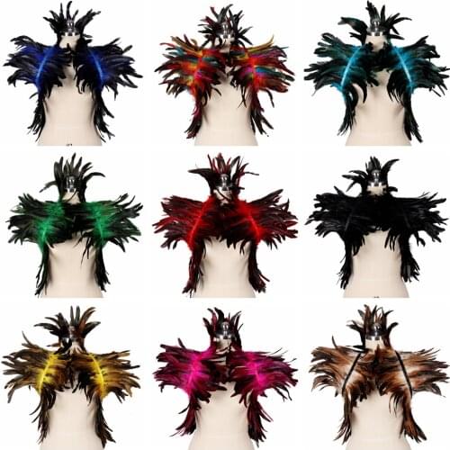 Cosplay Costume Anime Party Scarf Women Feather Shrug Shawl Feather Fake Collar Shoulder Wrap Cape Gothic Plumes Decoration