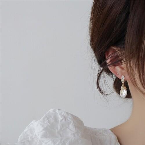 Elegant Luxury Women Earring Bohemian Women Pearl Earrings Zirconia Stud Earrings Wedding Jewelry for Bridal Christmas Gift