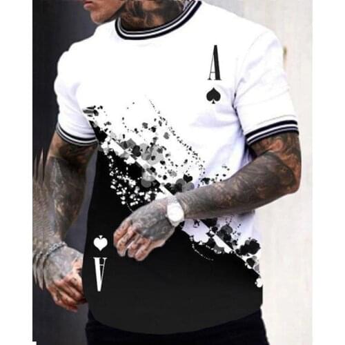Playing Cards 3D Printing Men T-shirt Cotton Top Summer Fashion Poker Streetwear Casual Clothing Loose Oversize Tshirt For Men